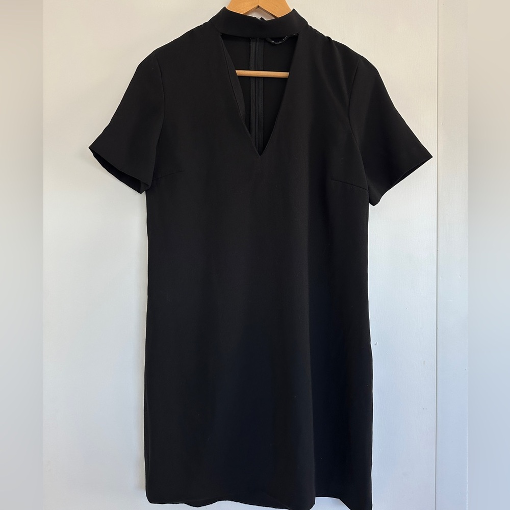 Zara Black Mini Dress with V-Neck
